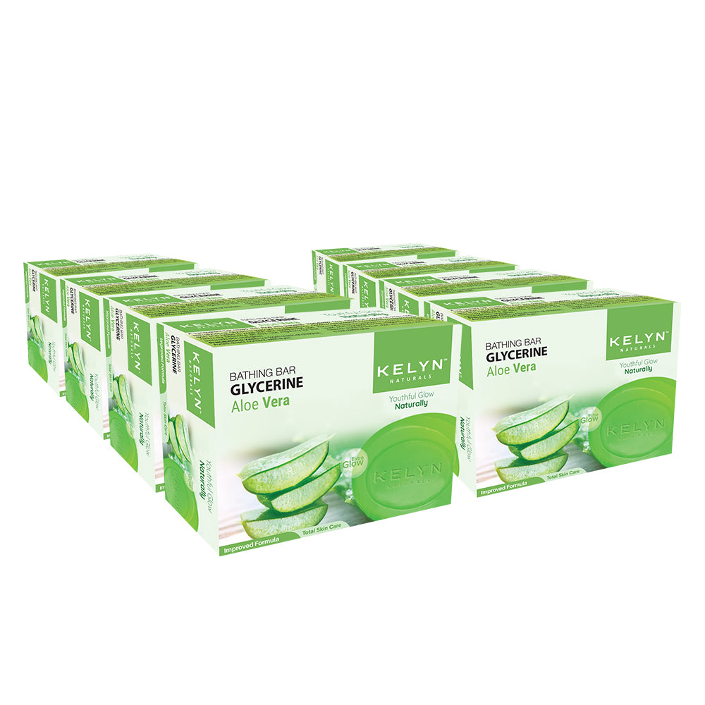 Kelyn Glycerin Aloe Vera Bathing Soap (Pack of 8) – 75g each