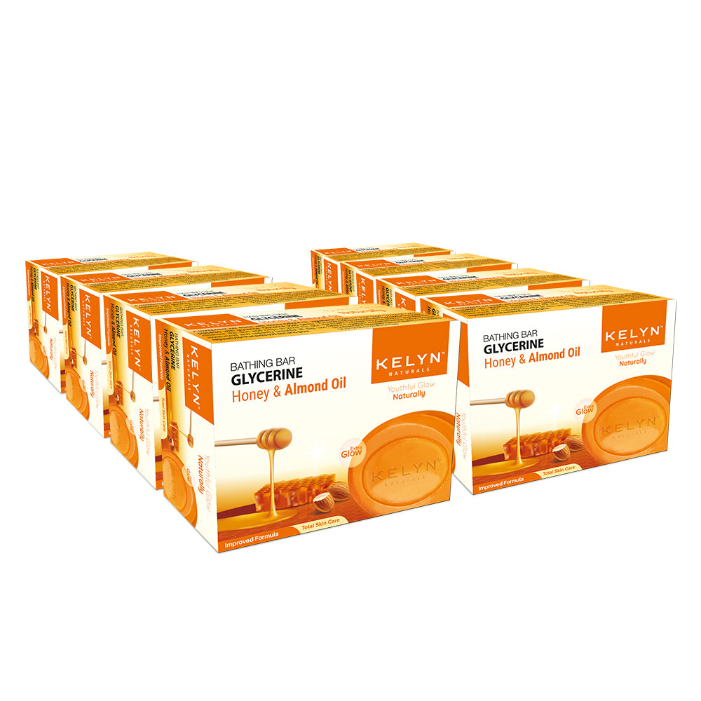 Kelyn Glycerine Honey & Almond Oil Bathing Soap (Pack of 8) – 75g each