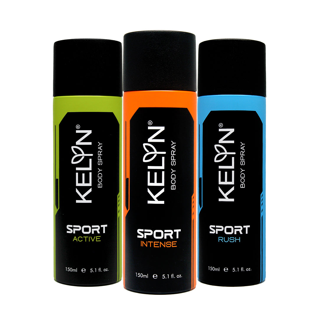 Sports Active, Rush, Intense Deodorants Body Spray (Pack of 3) 150ml each