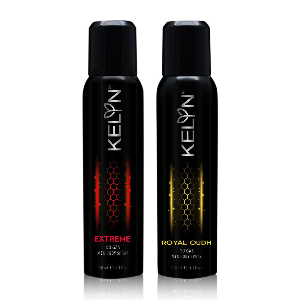 Kelyn Extreme, Royal Oudh No Gas Deodorant for Men Body Spray (Pack of 2) 150 ml each