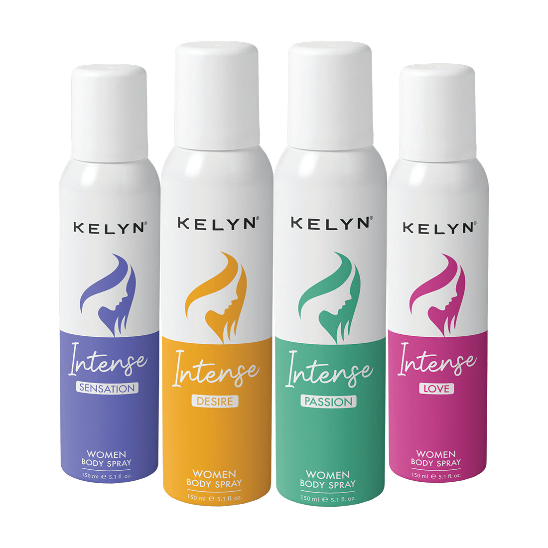 Intense Love, Sensation, Desire, Passion Deodorant for Women Body Spray (Pack of 4) 150 ml each