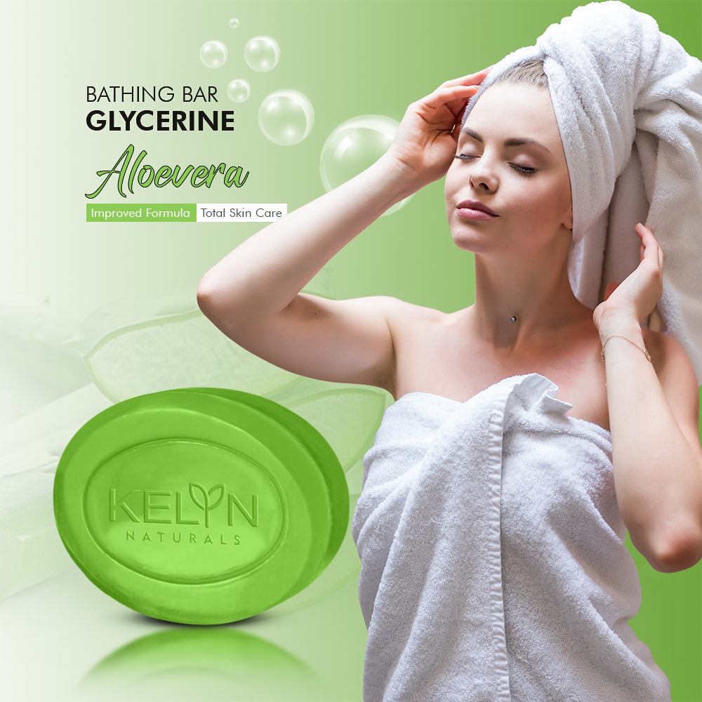 Kelyn Glycerin Aloe Vera Bathing Soap (Pack of 4) – 75g each
