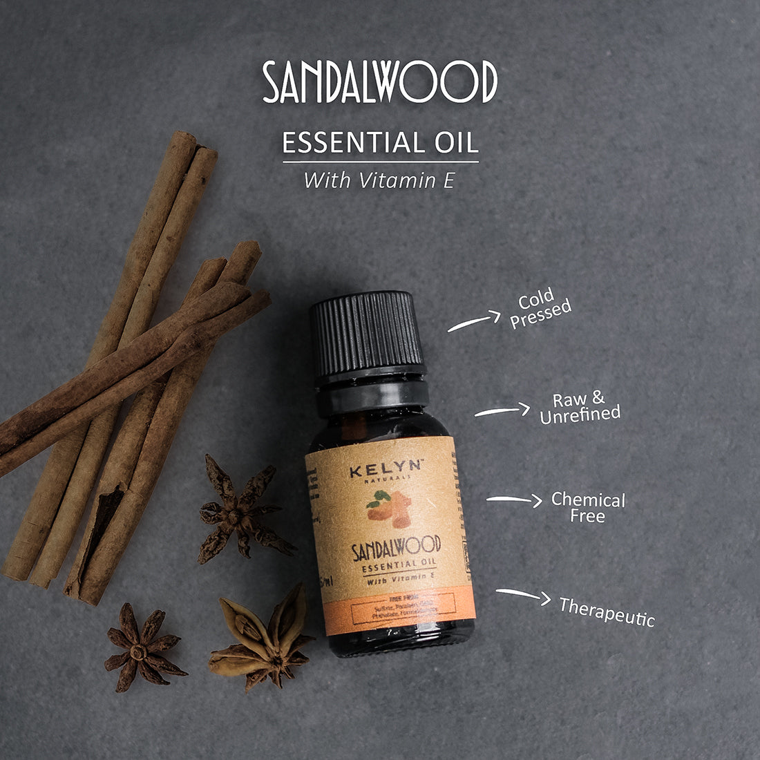 Kelyn Sandalwood Essential Oil with Vitamin E - 15ml