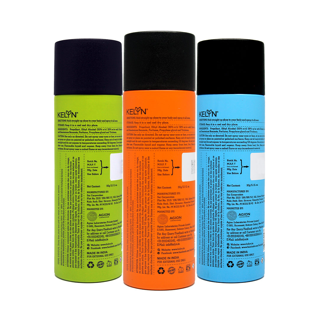 Sports Active, Rush, Intense Deodorants Body Spray (Pack of 3) 150ml each