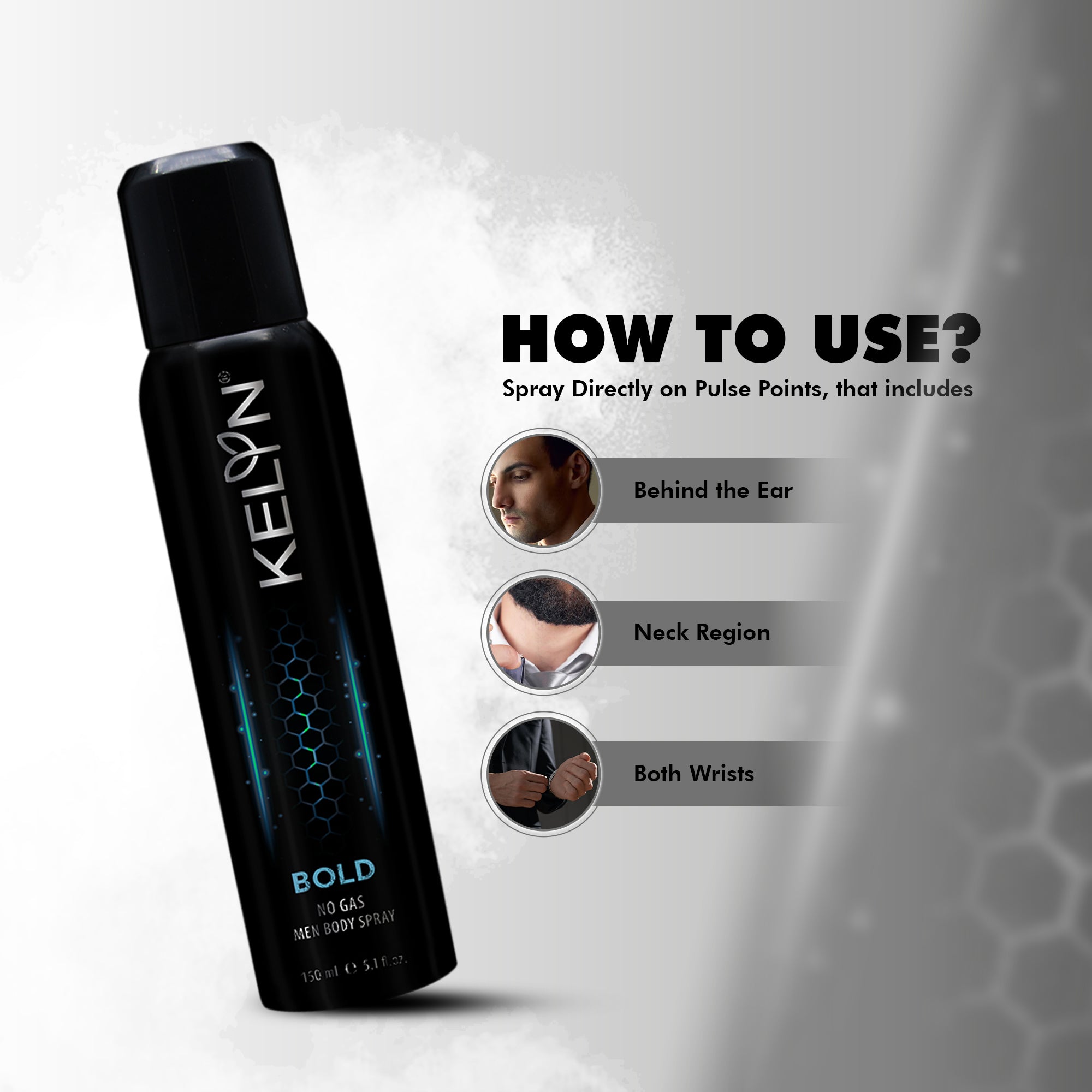 Absolute, Bold No Gas Deodorant Combo For Men (Pack of 2) 150 ml each