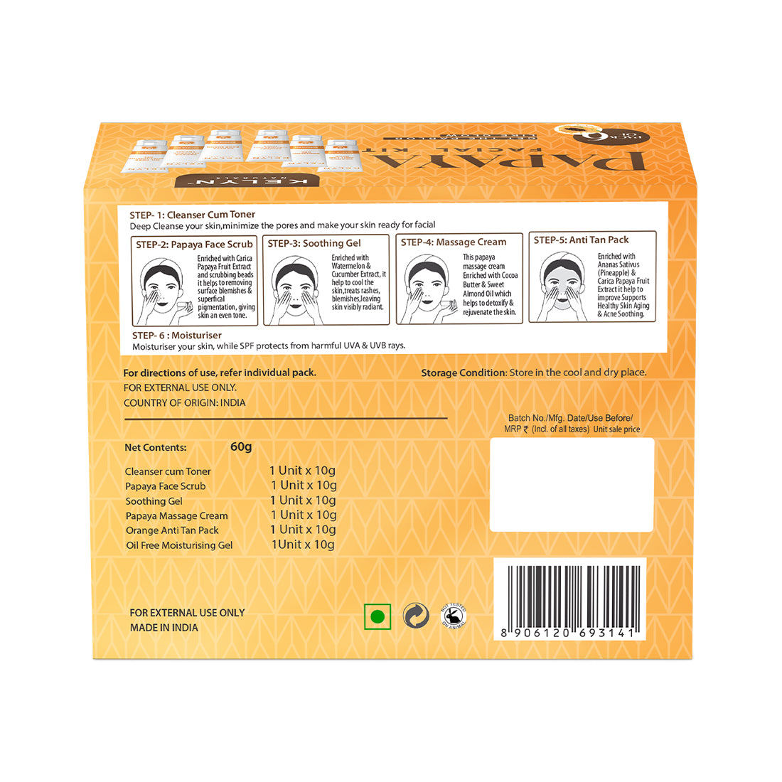 Kelyn Papaya Facial Kit (Pack of 6) - 60g
