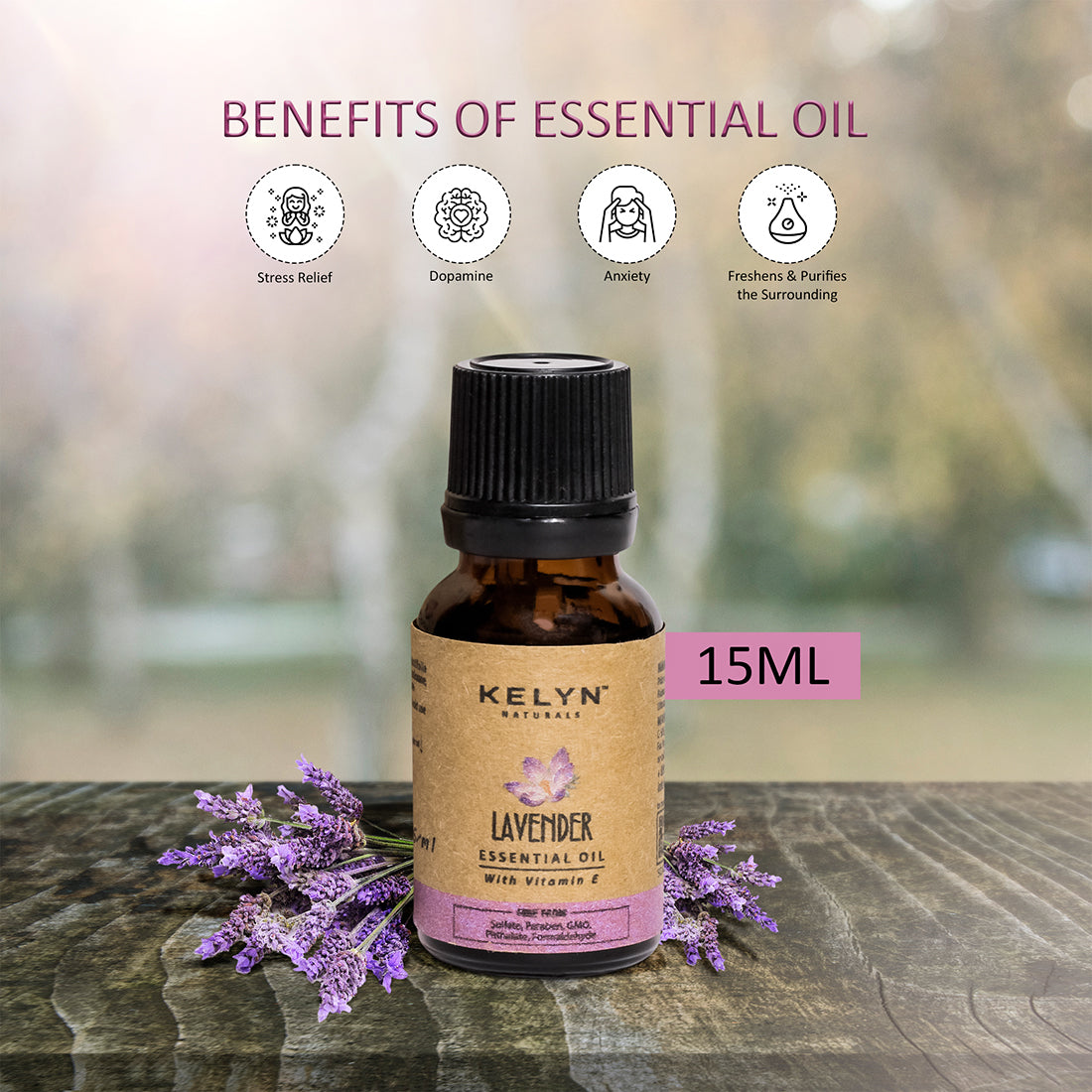 Kelyn Lavender Essential Oil with Vitamin E - 15ml