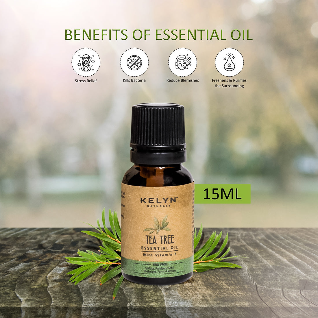 Kelyn Tea Tree Essential Oil with Vitamin E - 15ml
