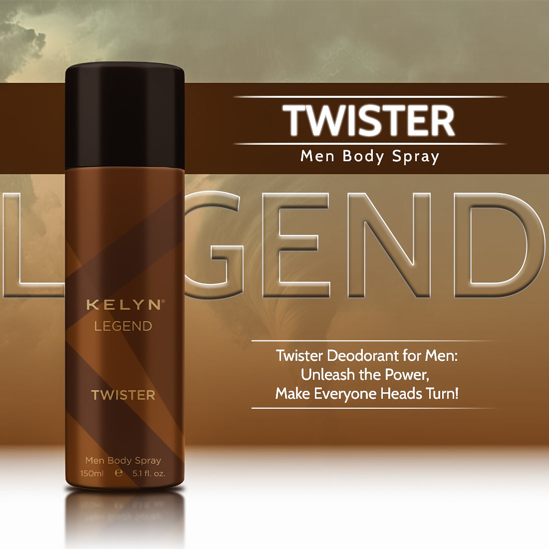 Legend Storm, Twister, Hurricane, Wave Deodorant for Men Body Spray (Pack of 4) 150 ml each