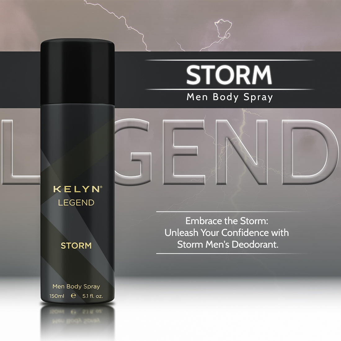Legend Storm Deodorant for Men Body Spray, 150 ml