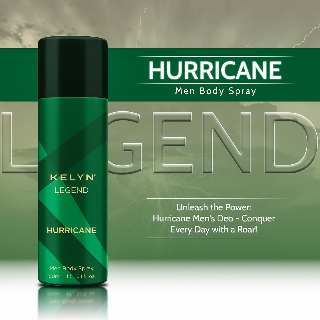 Legend Hurricane Deodorant for Men Body Spray, 150 ml