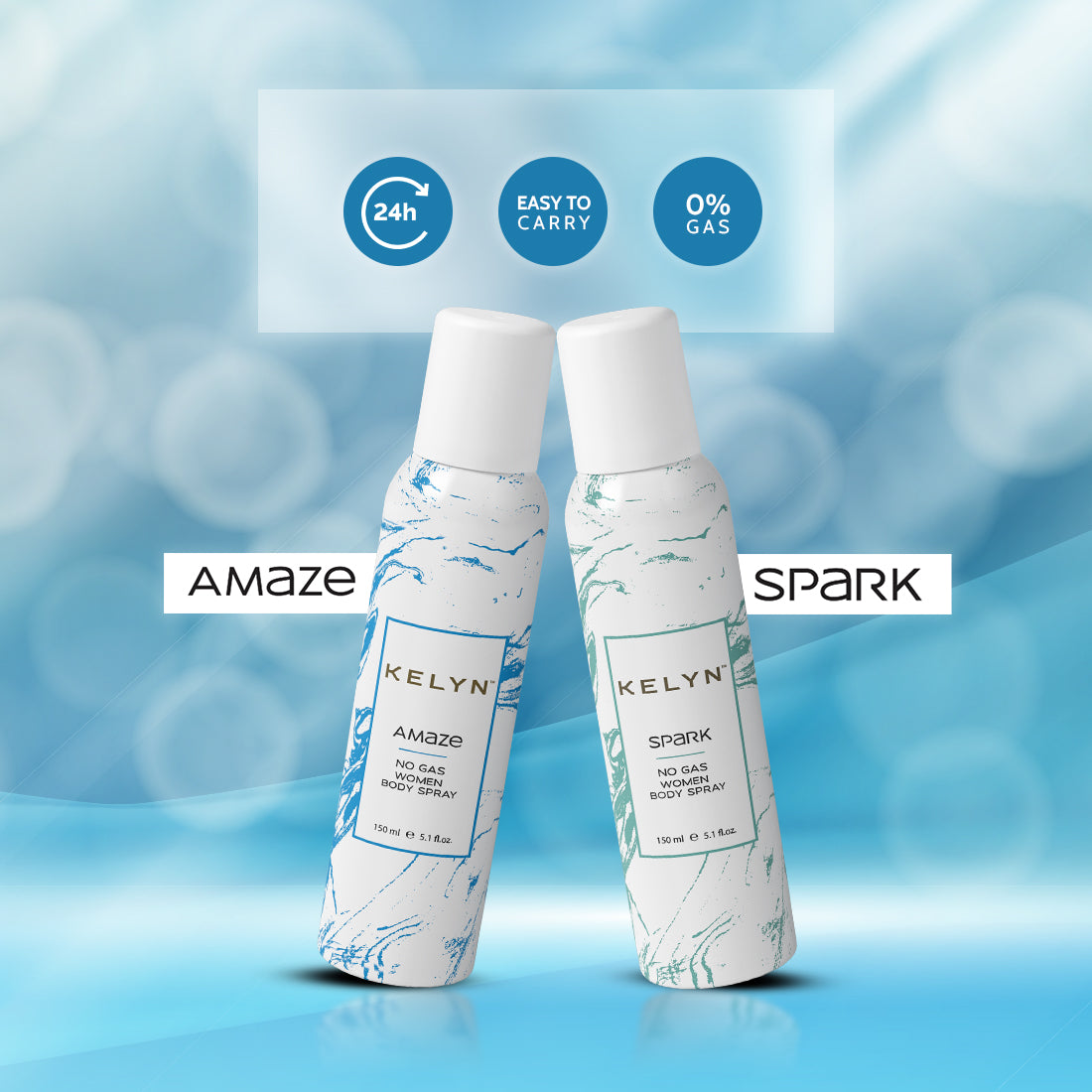 Spark, Amaze No Gas Deodorant for Women Body Spray (Pack of 2) 150ml each
