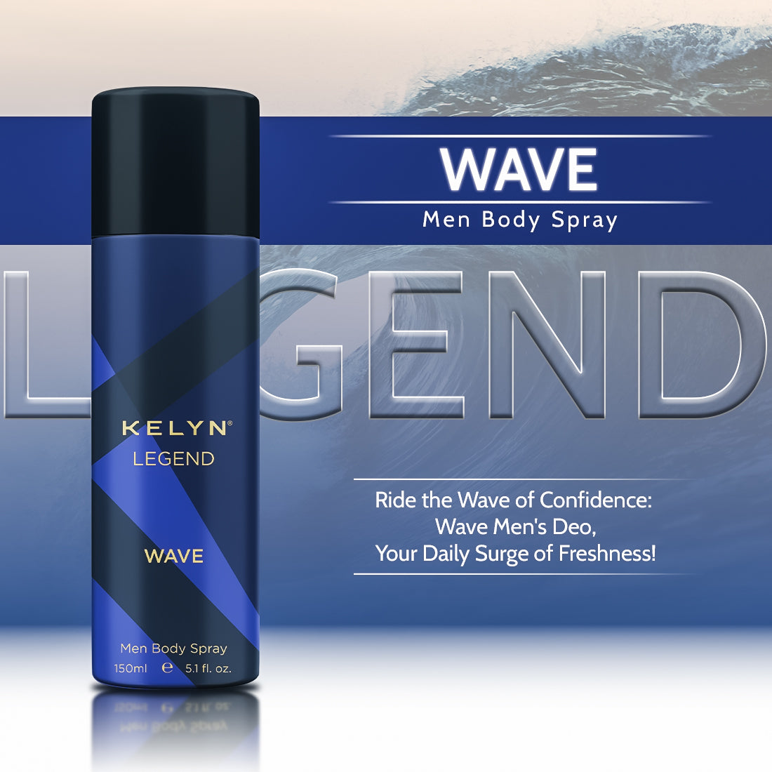 Legend Wave Deodorant for Men Body Spray, 150 ml