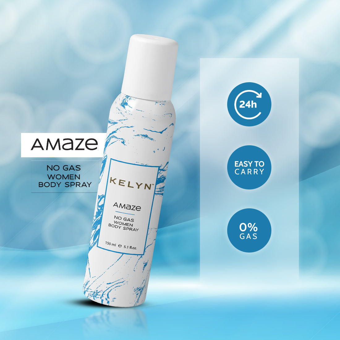 Amaze No Gas Deodorant for Women Body Spray, 150 ml