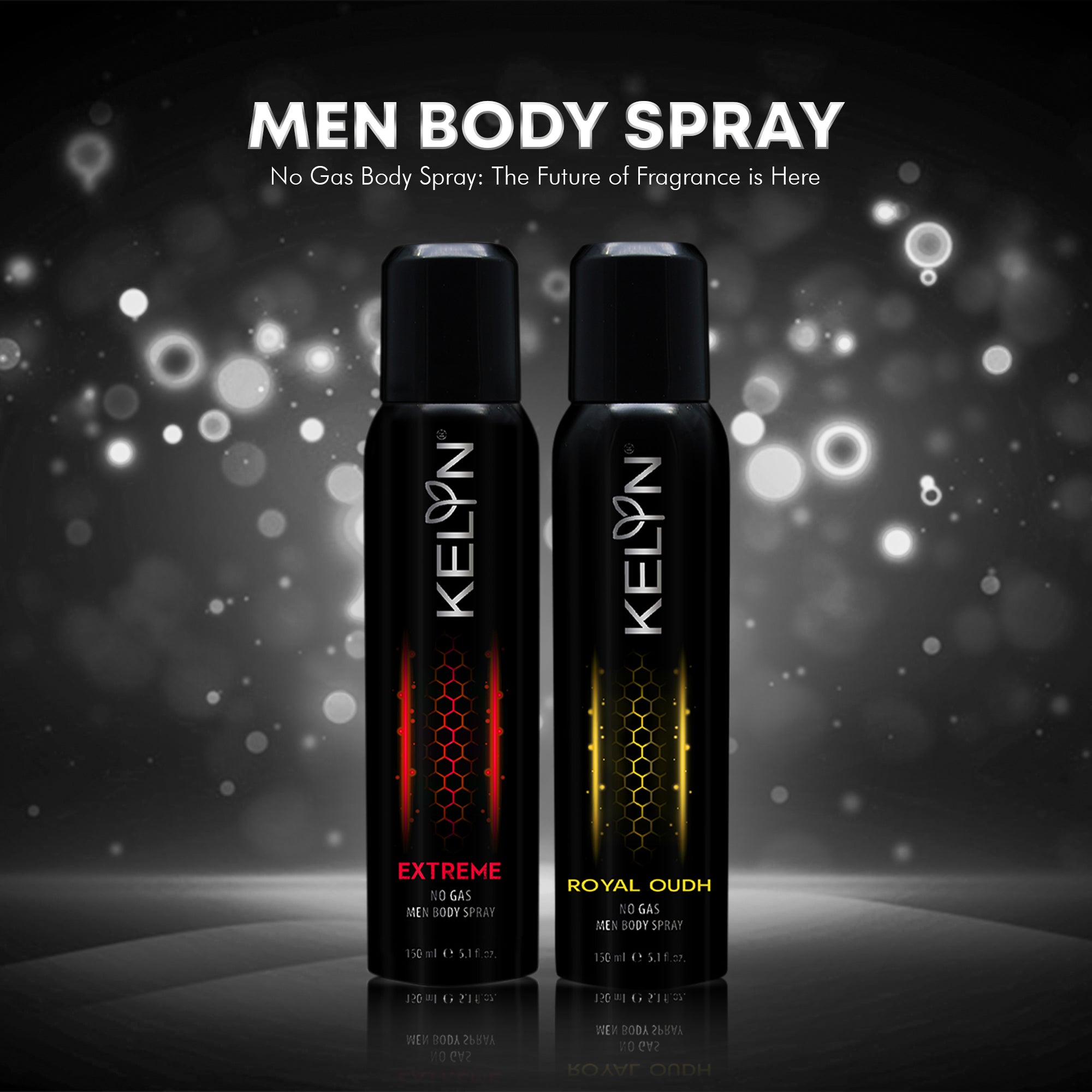Kelyn Extreme, Royal Oudh No Gas Deodorant for Men Body Spray (Pack of 2) 150 ml each