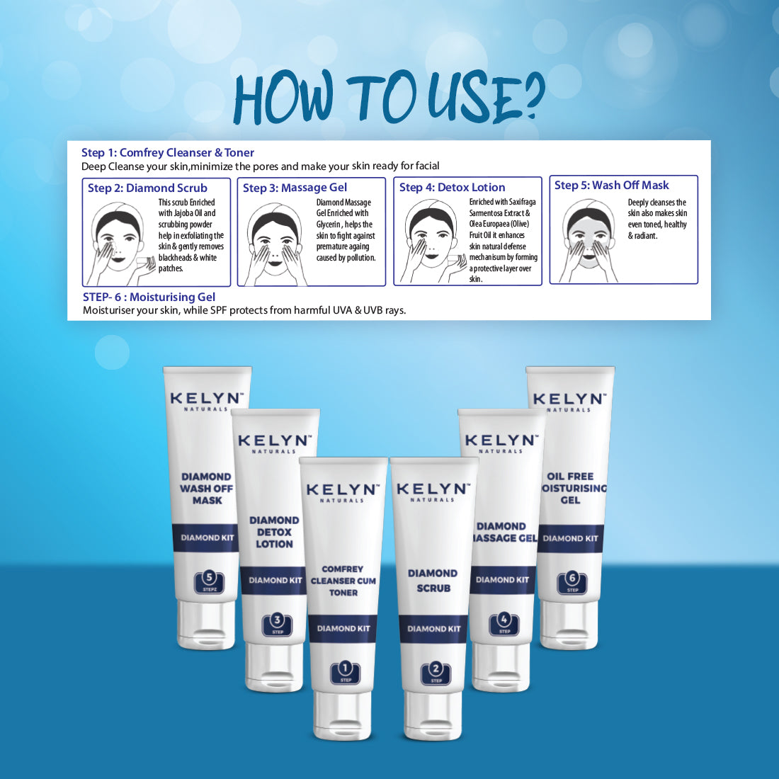 Kelyn Diamond Facial Kit (Pack of 6) - 60g