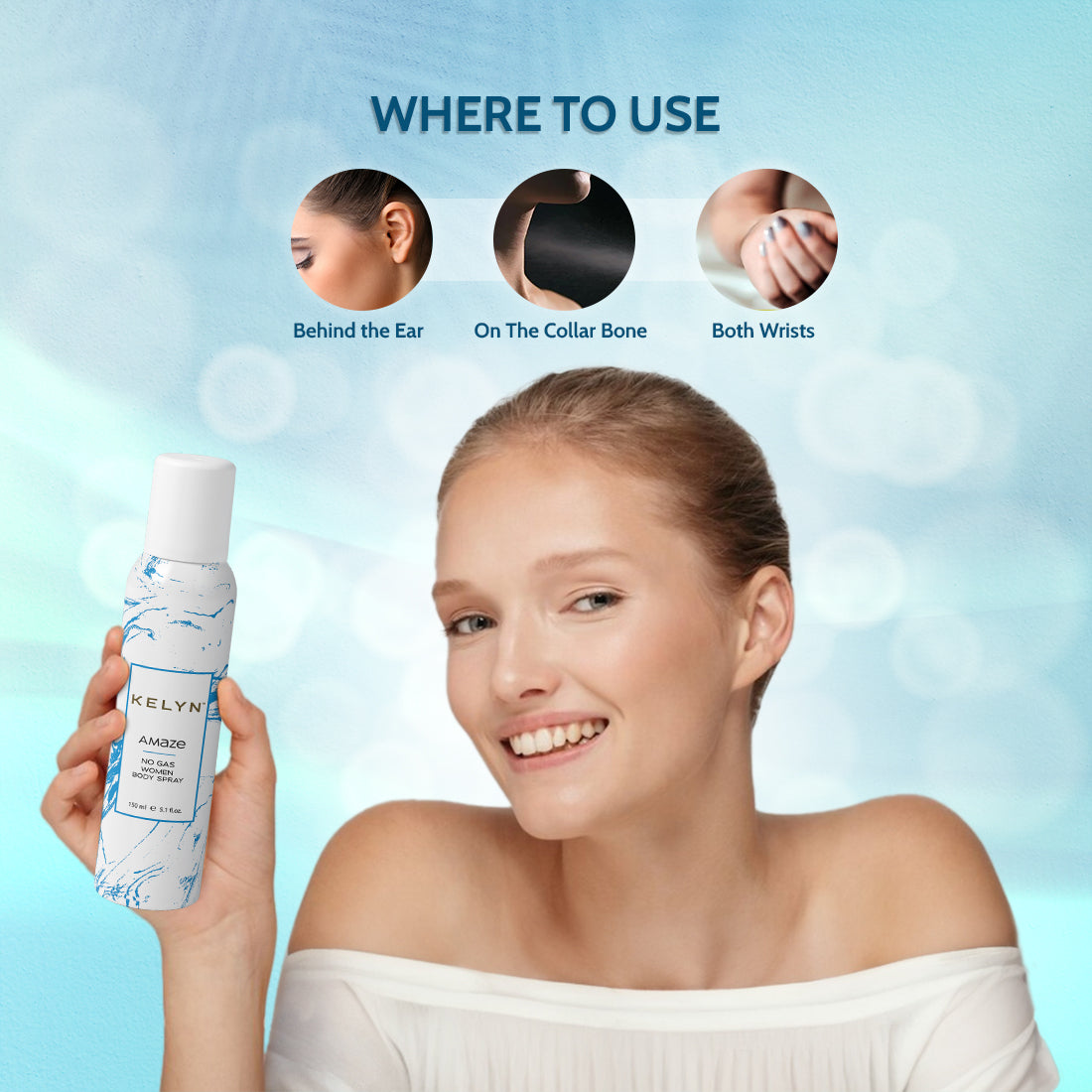 Amaze No Gas Deodorant for Women Body Spray, 150 ml