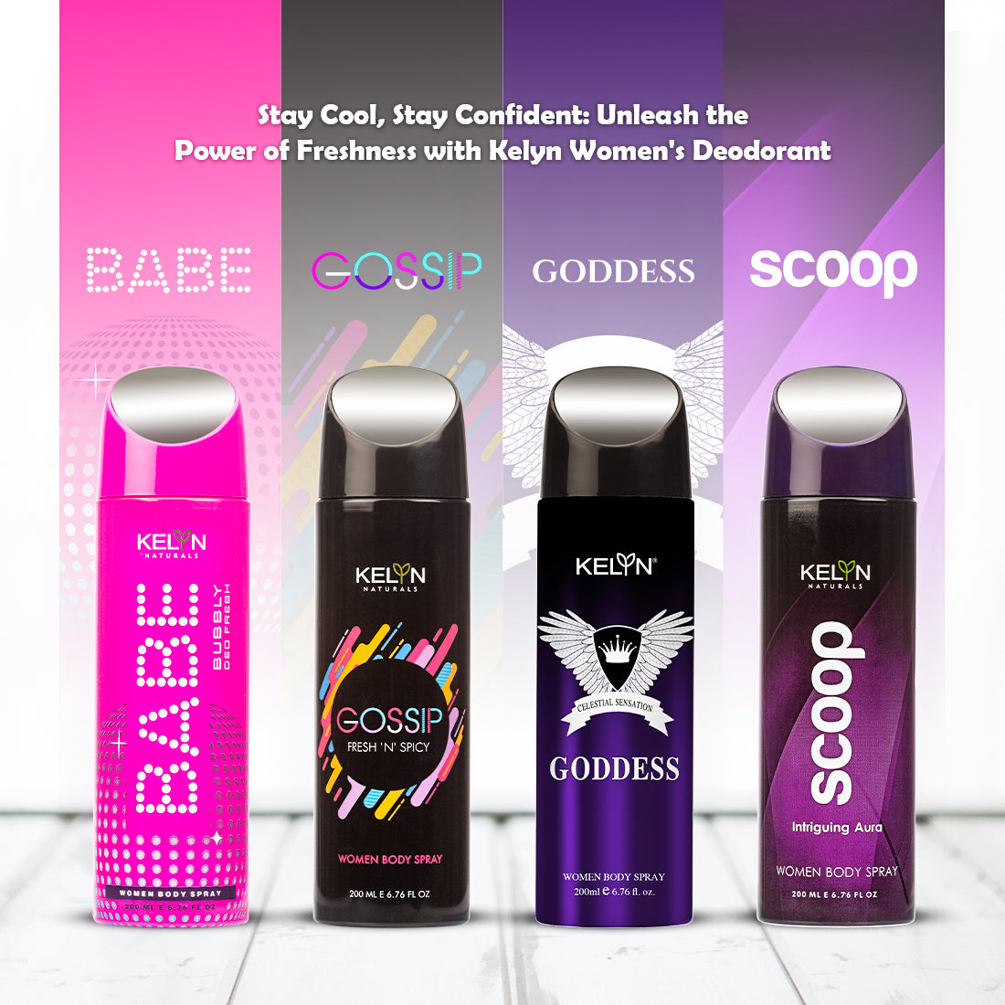 Goddess, Babe, Scoop Deodorant for Women Body Spray (Pack of 3) 200 ml each