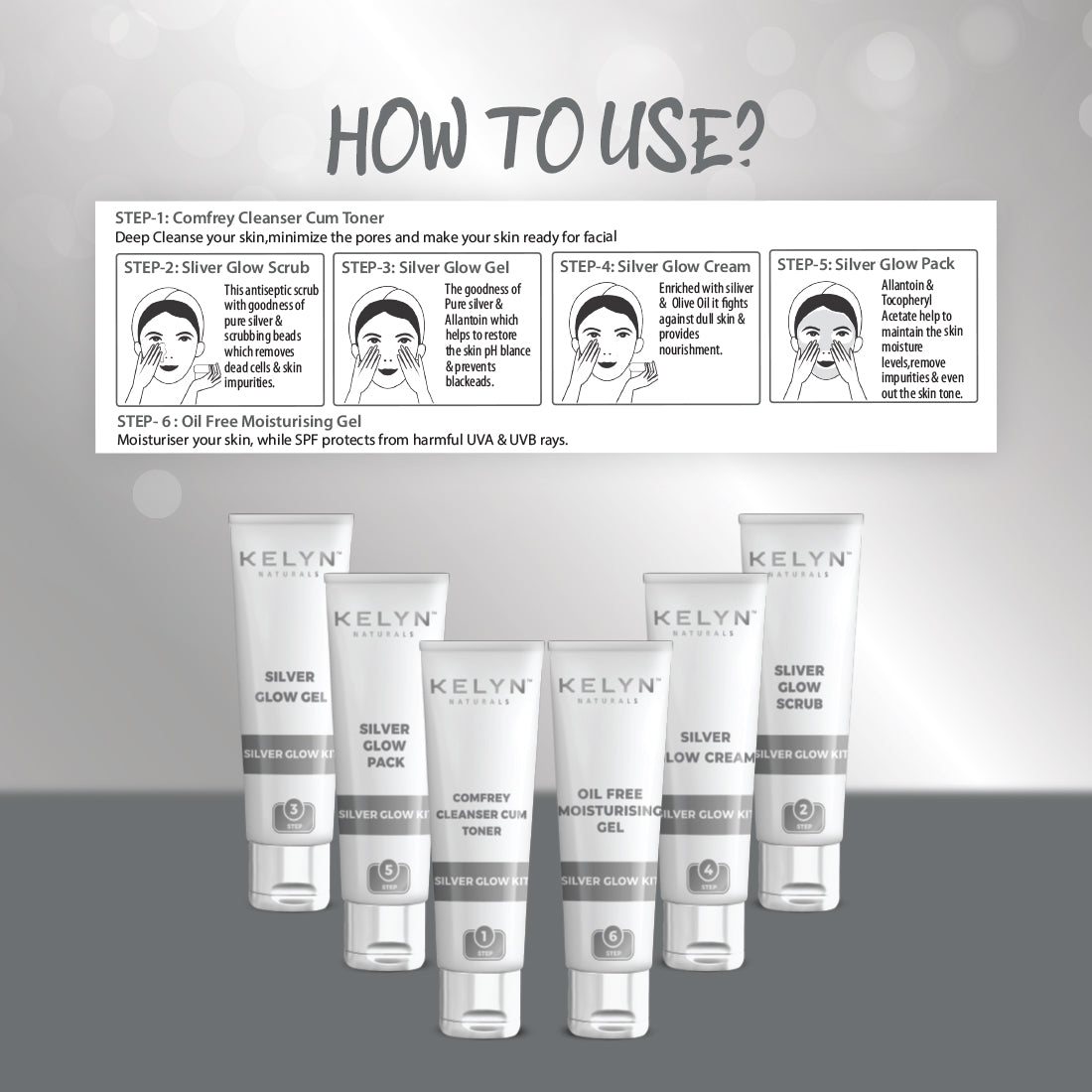 Kelyn Silver Glow Facial Kit (Pack of 6) - 60g