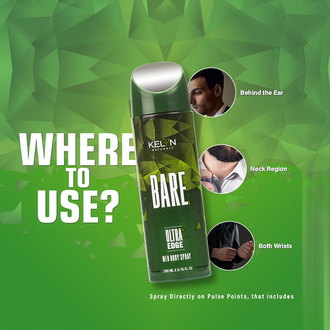 Bare Ultra Edge Deodorant for Men Body Spray, 200 ml