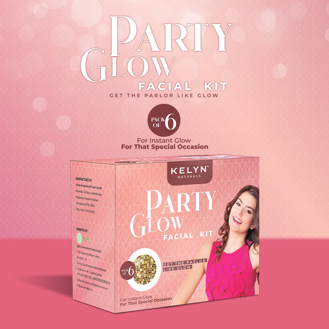 Kelyn Party Glow Facial Kit (Pack of 6) - 60g