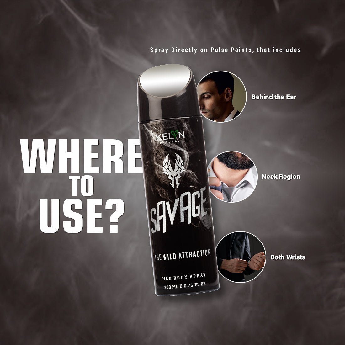 Savage Deodorant for Men Body Spray, 200 ml