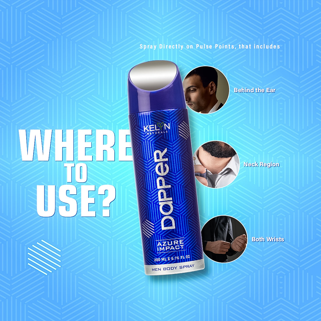 Groove, Dapper Deodorant for Men Body Spray (Pack of 2) 200 ml each