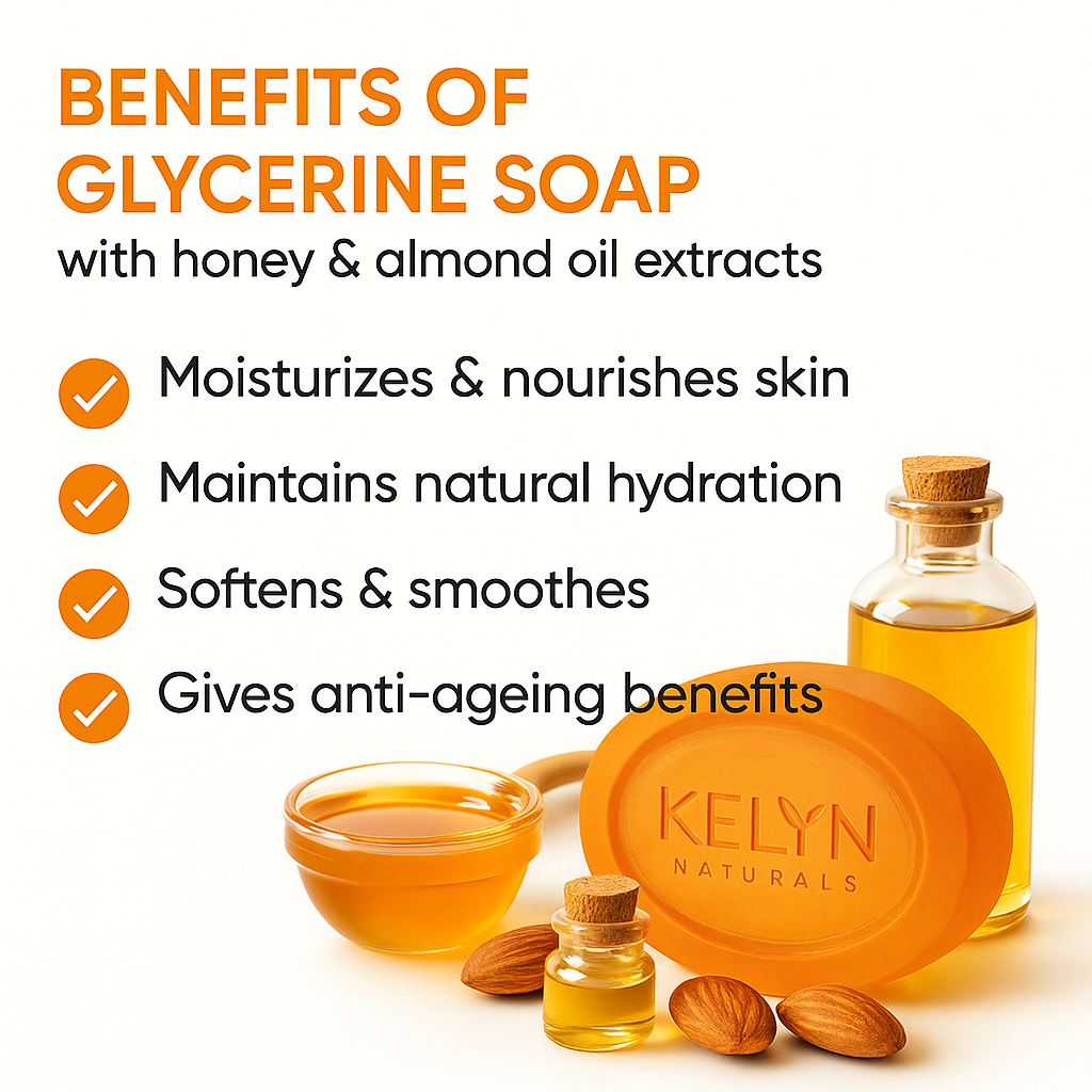 Kelyn Glycerine Honey & Almond Oil Bathing Soap (Pack of 6) – 75g each