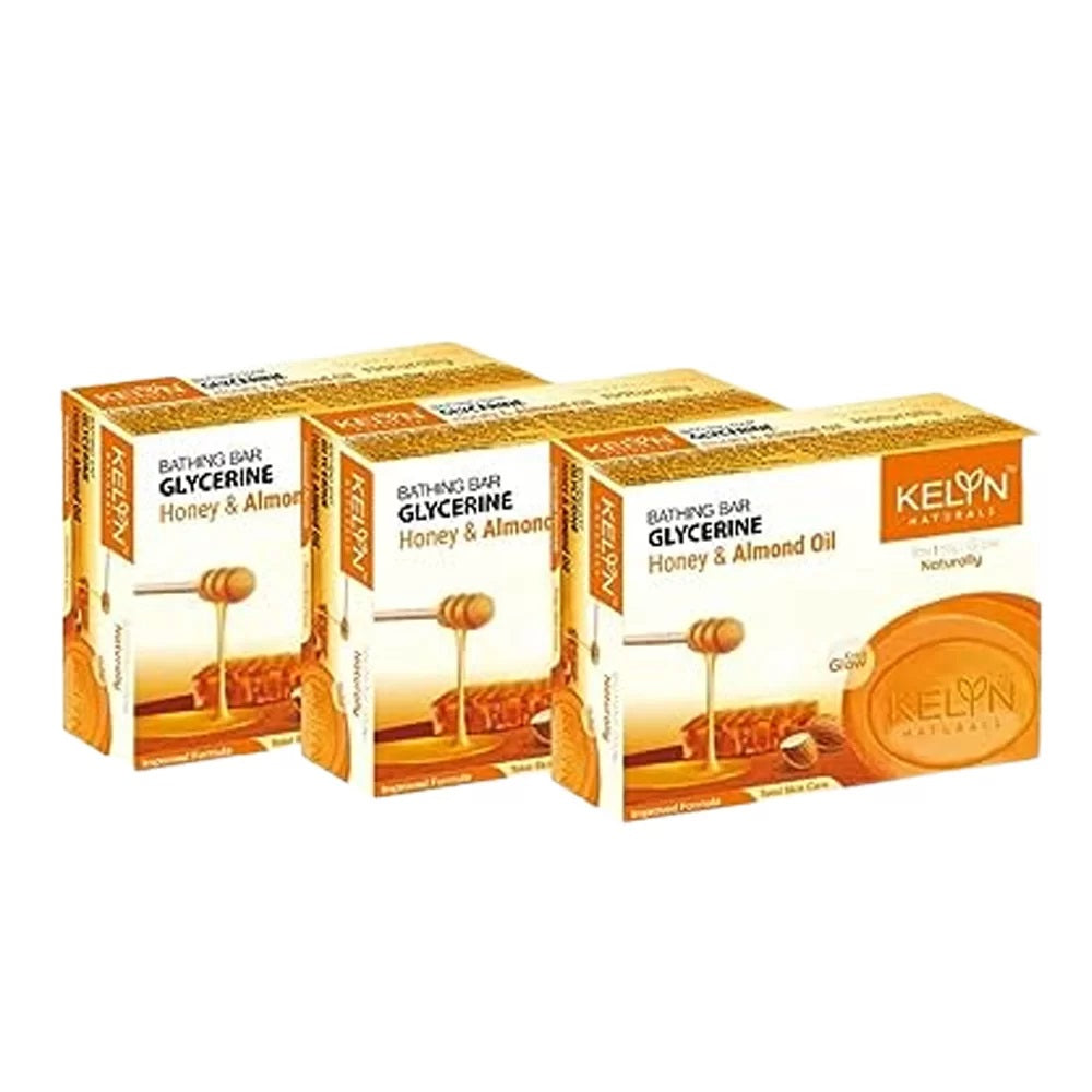 Kelyn Glycerine Honey & Almond Oil Bathing Soap (Pack of 6) – 75g each